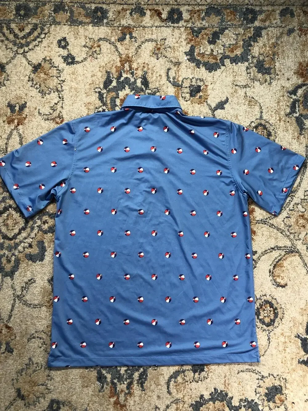 Bald Head Blues Polo Shirt Mens M Blue Beach Ball Golf Performance Short Sleeve
